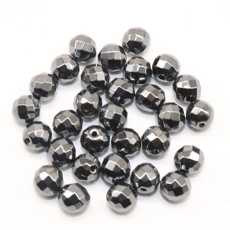 

30pcs Black Hematite Gall stone Beads Spacer football Loose Beads Handmade 6MM For charm Jewelry Making No Fade