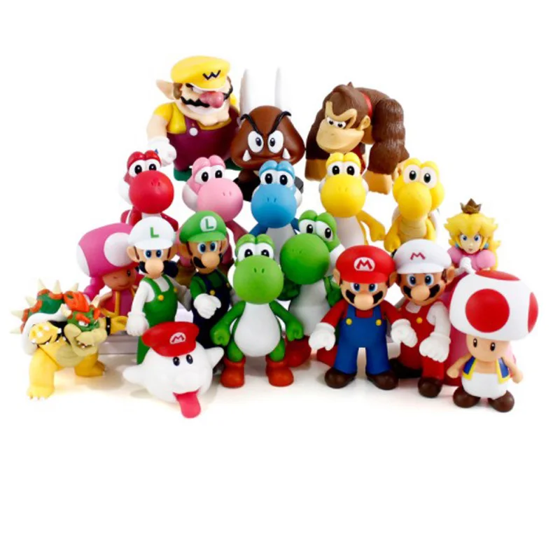 8-13cm Super Mario Bros Boo Ghost Yoshi Luigi Peach PVC Action Figures Figurines Collectibles Dolls Kids Toys For Boys Girls