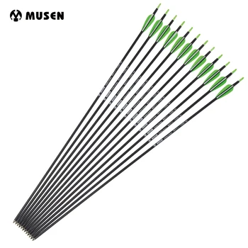 

MSTJ-70HSH 6/12/24pcs Carbon Arrows 30 Inches Spine 700 Carbon Shaft Green and White Plastic Vane for Recurve Bow Archery
