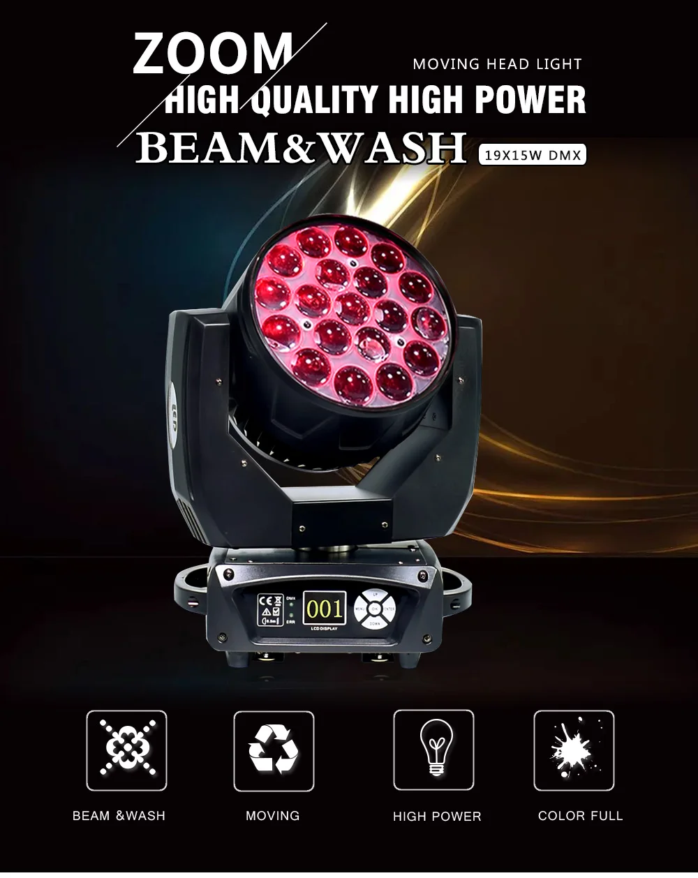Movendo a Cabeça Efeito para dj 19x15 w Levou Zoom Luz Lavagem Rgbw Luz 2 19x15w led zoom movente cabeça luz rgbw lavagem effect para dj luz