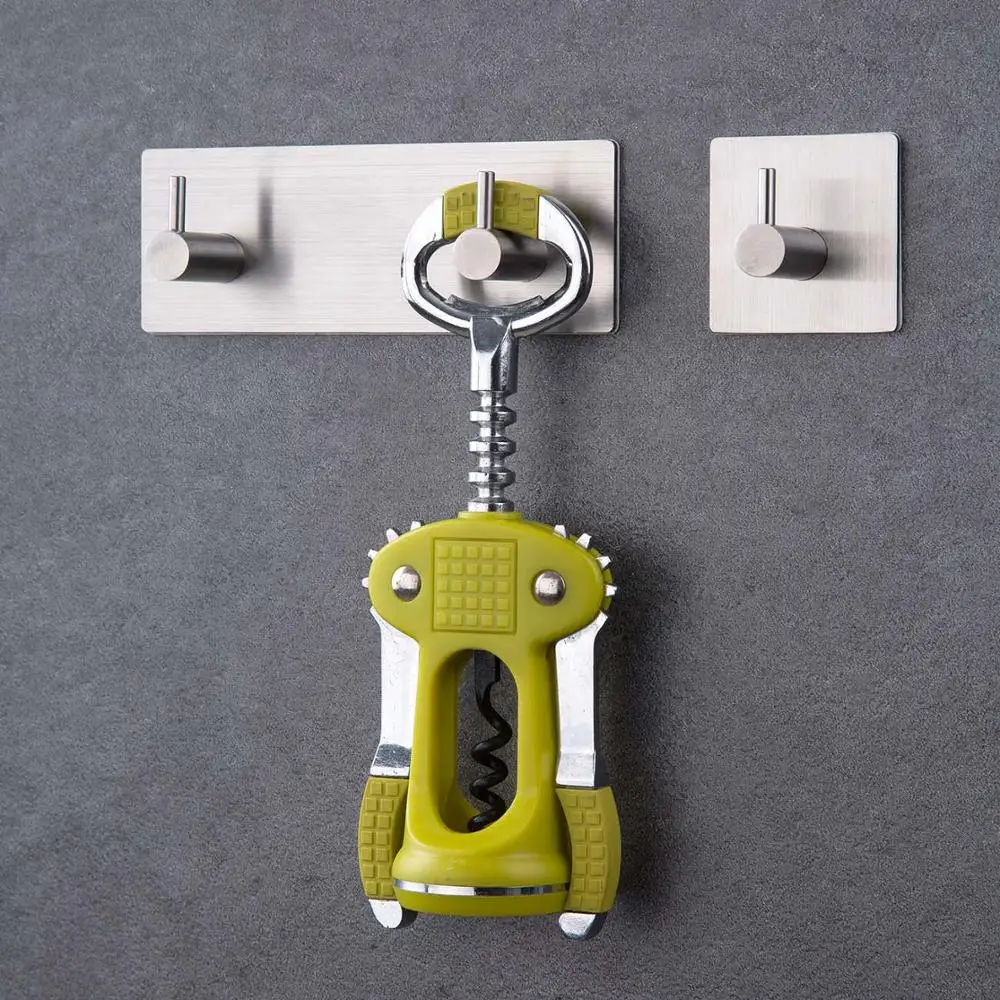 

Stainless Steel Square Wall Hook Self Adhesive Key Bags Hanger Rack Decorative Hanging Hook For Bathroom Living Room Kitchen