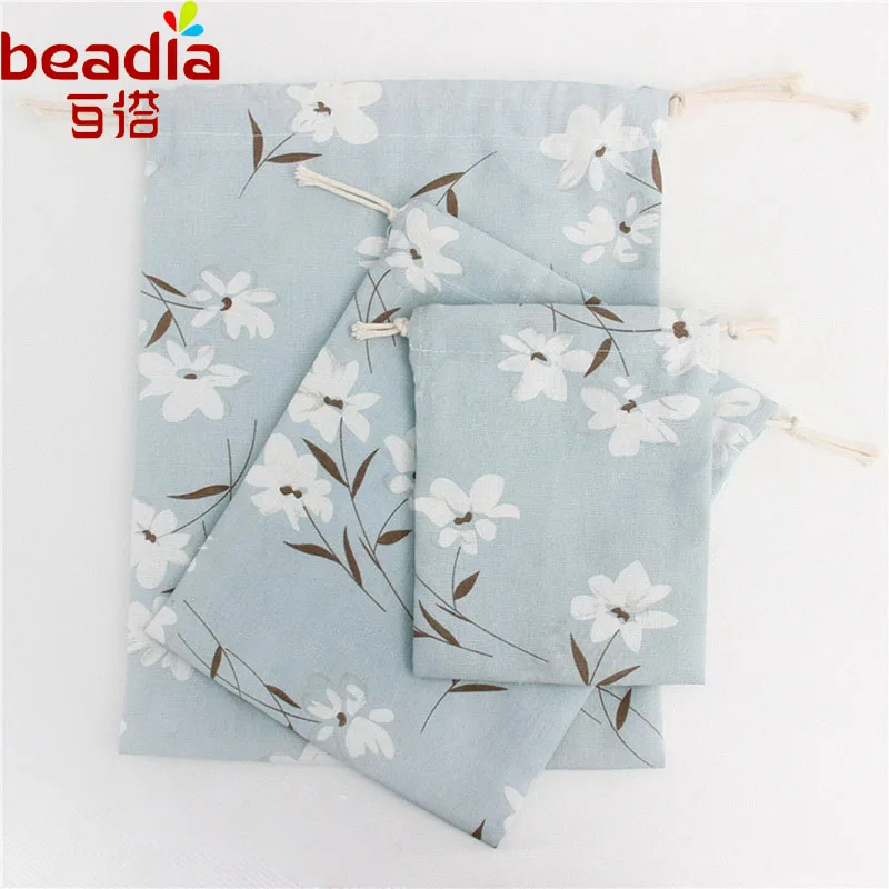 

Wholesale Narcissus Pattern Storage Bag Bundle Drawstring Cotton Linen Cloth Bag For Send Gifts Creative Tea Gift Package 1 pcs