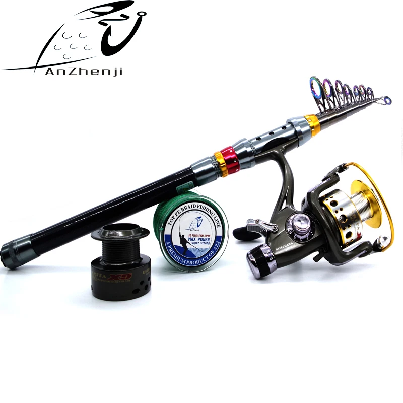 2018 جديد قضيب كومبو الكربون تلسكوبي البحر قصبة الصيد مع خط الصيد و الصيد بكرة المياه المالحة المياه العذبة بيكي قضيب عدة