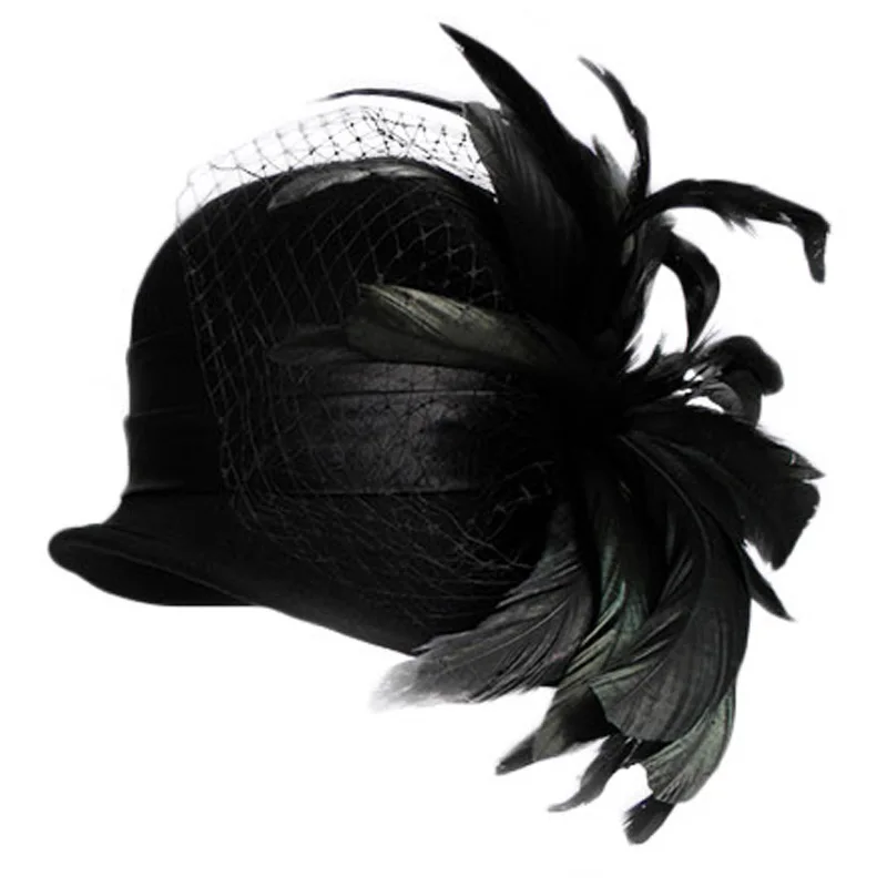 FS чародейные шляпы для женщин, элегантные австралийские шерстяные зимние женские черные, винно-красные Коктейльные Вечерние котелки