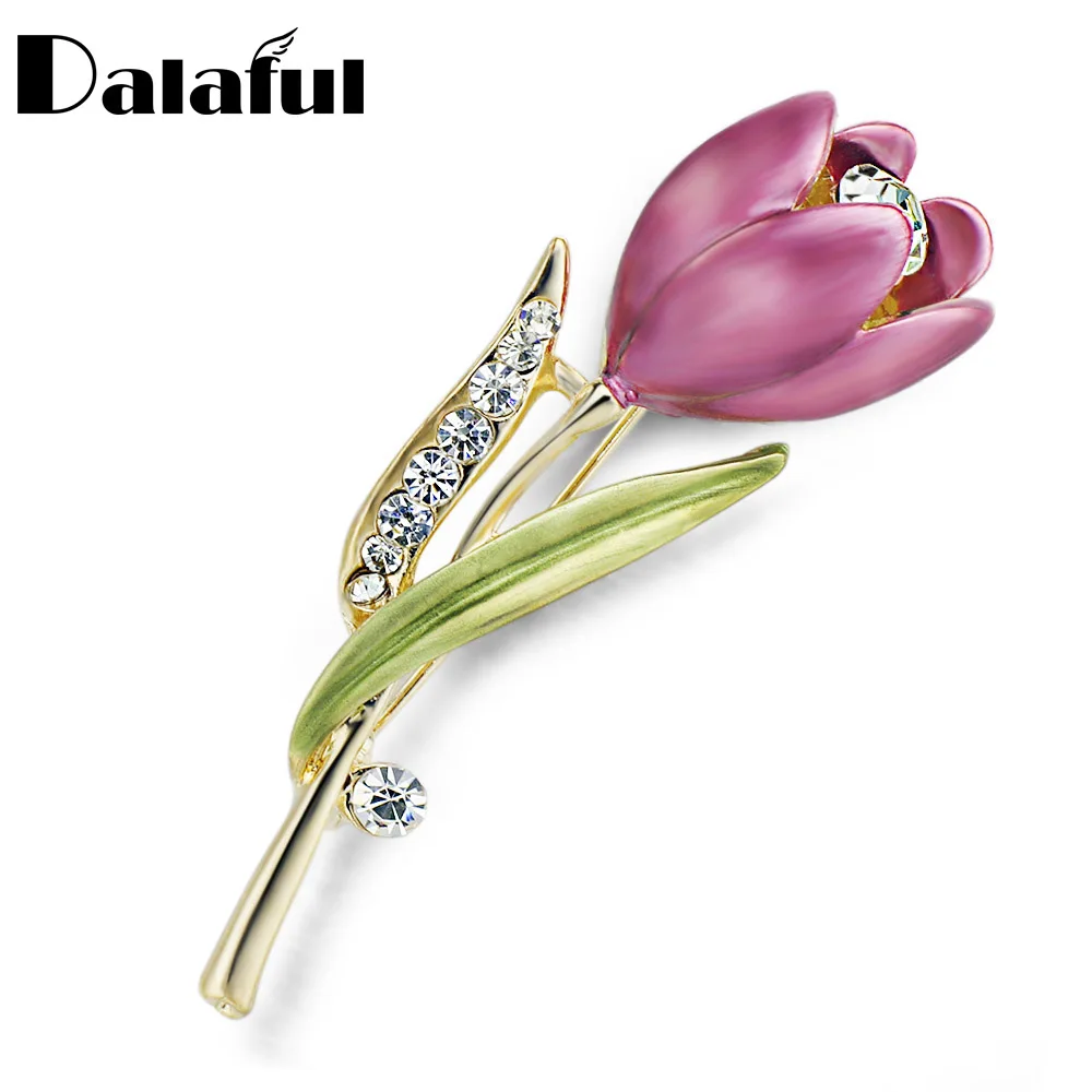 Elegante Tulipa Flor Broche Pin Jóias Acessórios Roupas Broches Para O Casamento de Cristal Traje Z014