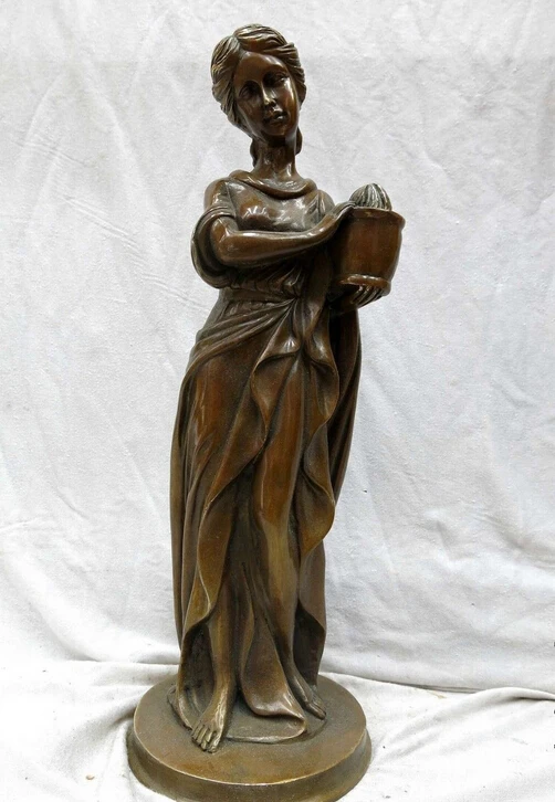 

17" China brass copper carved beautiful sculpture belle Sexy beauty Statue #3