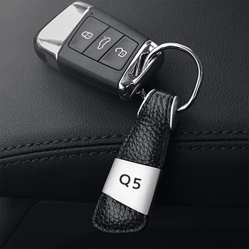 

Car Logo Keychain Key Chains Rings Highly Polished Zinc Alloy Heavy Duty Solid Leather Keychain For Audi Q5 Nice Gift for Man