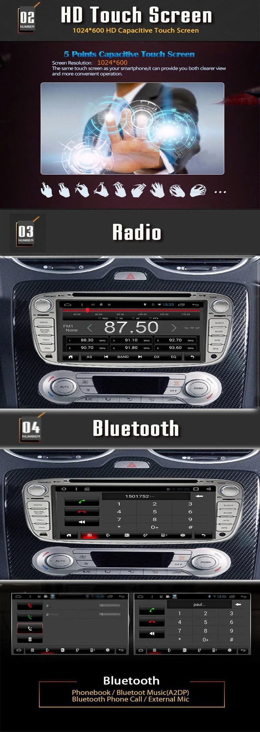 Clearance 2 Din Android 8.01 Quad Core HD 1024*600 Car DVD Player for Ford Focus Mondeo S-Max Cmax Galaxy car Audio Radio Stereo Head Unit 1