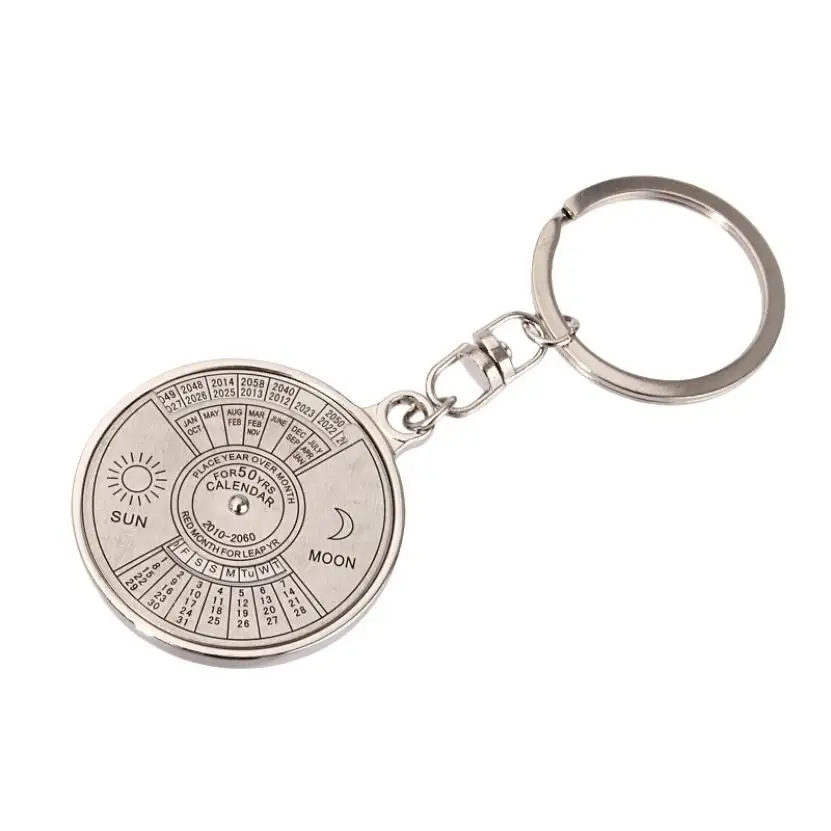

2017 NEW 50 years perpetual Calendar Keyring Unique Compass Metal KeyChain Gift S929