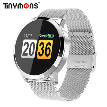 

Tinymons Q8 Smart Watch Round Color Screen men Fashion Fitness Tracker Heart Rate Blood Pressure Oxygen Monitor Smart Wristband