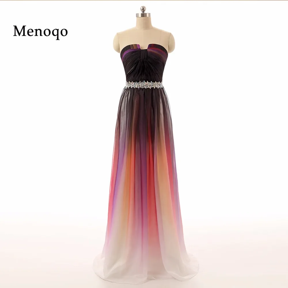 

Ombre Dress Real Photo Long Prom Dresses 2019 Vestidos Strapless Gradient Ombre Chiffon Evening Dresses for Elegant Woman