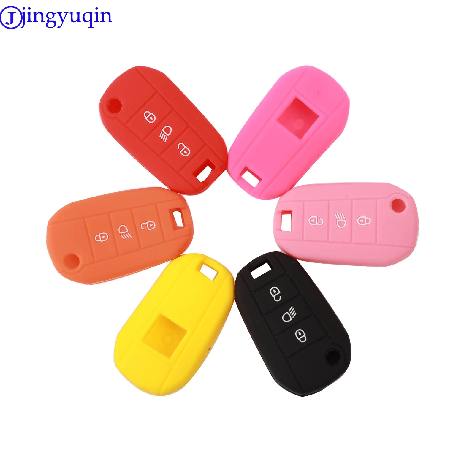 

jingyuqin 3 Buttons Remote Car Key Silicone Cover Case Fob for Peugeot 3008 208 308 508 408 2008 Protector Rubber Styling