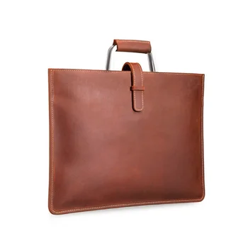 

Crazy Horse Leather Handbag Slim Mens Laywer Document Bag Briefcases Cowhide Retro Business File Purse Shoulder Bag