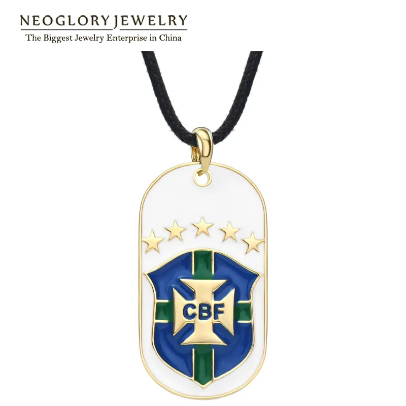 

Neoglory Light Yellow Gold Color Brazil Rope Chain Sporty Necklaces & Pendants for Women Men 2018 New Arrival Football Game CLE