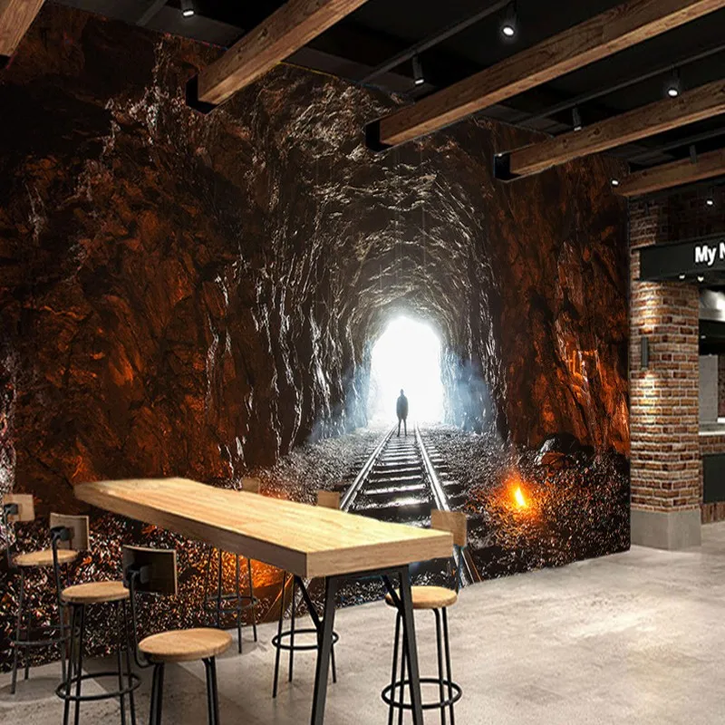 Фото обои в шоке 3D пространство продлен пещера туннель Задний план обои бар КТВ росписи Ресторан обои