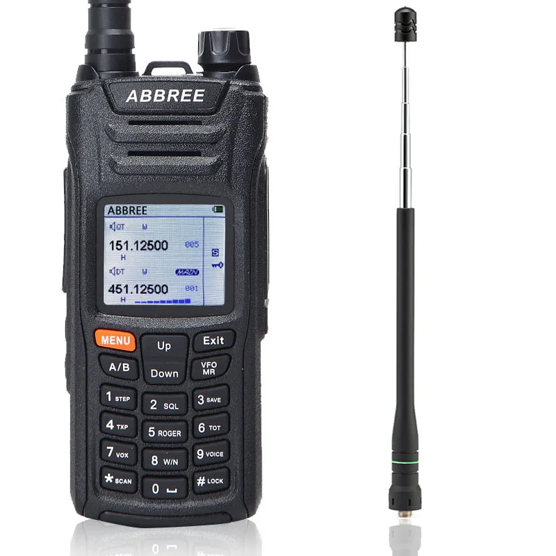 

Abbree AR-F6 Walkie Talkie 6 Bands Dual Display Dual Standby 999CH Multi-functional VOX SOS LCD Color Display Telescopic Antenna