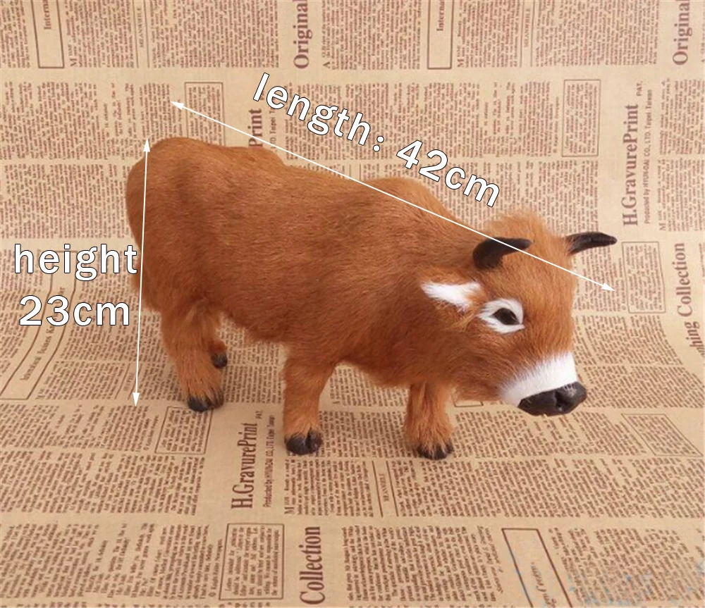 Fancytrader Pop Simulation Cow Model Toys Plastic Fur Mini Yellow Cattle Doll Gift Props 1
