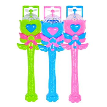 

New 2018 Baby Cartoon Electric Rotating Projection Fan Hand Stick with Light and Music Magic Bubbles Gun Wand Kids Puzzle Toys