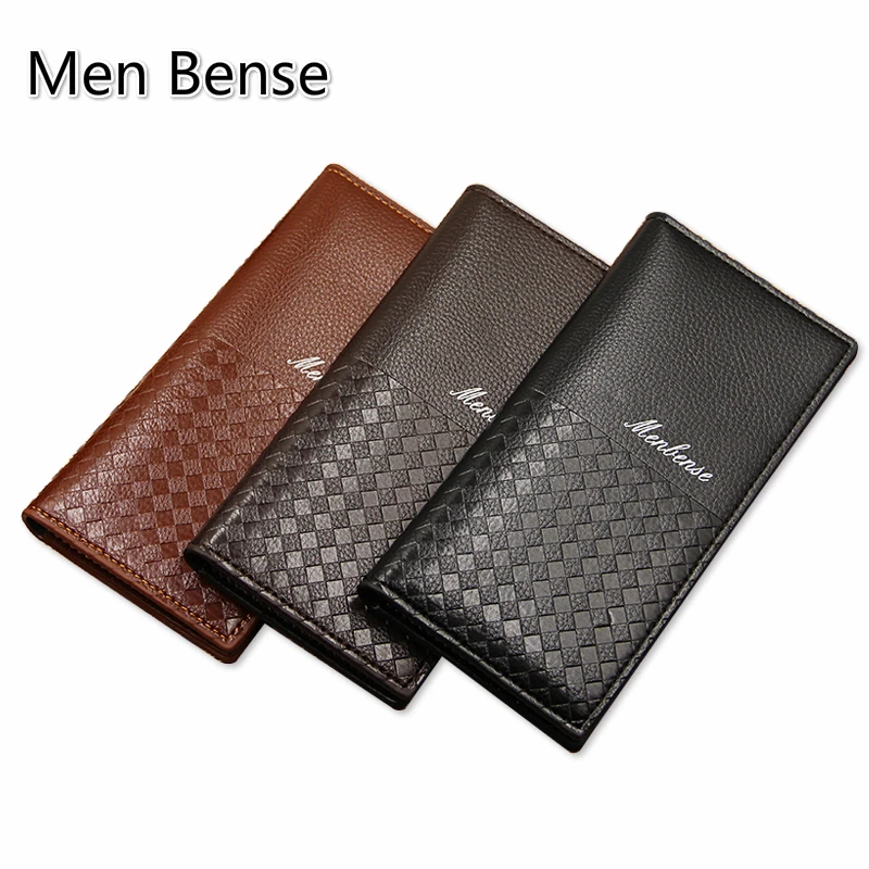 

Menbense Leather Coin Purses Long luxury slim wallet handbag vintage Organizer Wallets Patchwork Purse 992-4