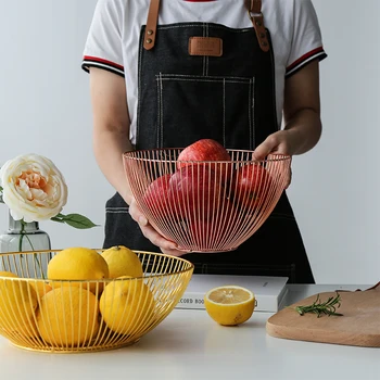 

Nordic Style Fruit Basket Wire Decorated Metal Storage Basket