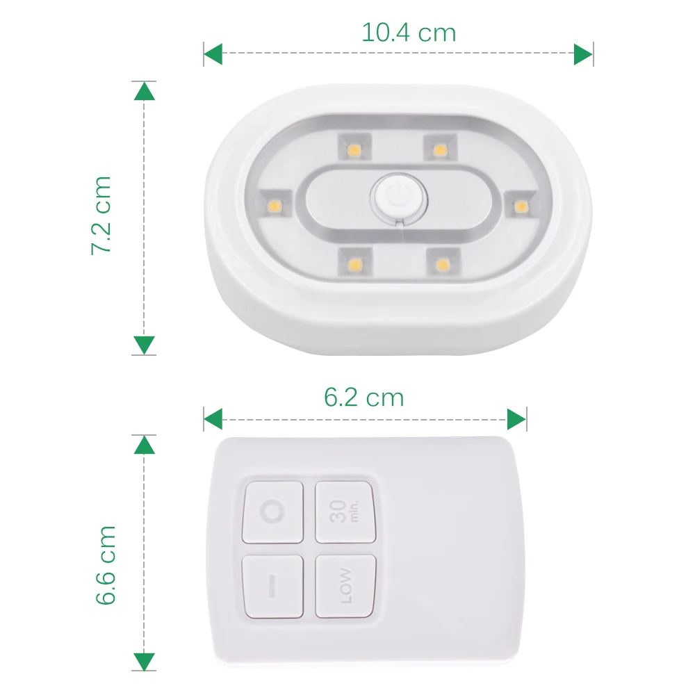 Беспроводной Dimmable под шкафом светодиодный шайба лампы светодиодный ночник комплект с пультом дистанционного управления теплый белый свет 6 ламп