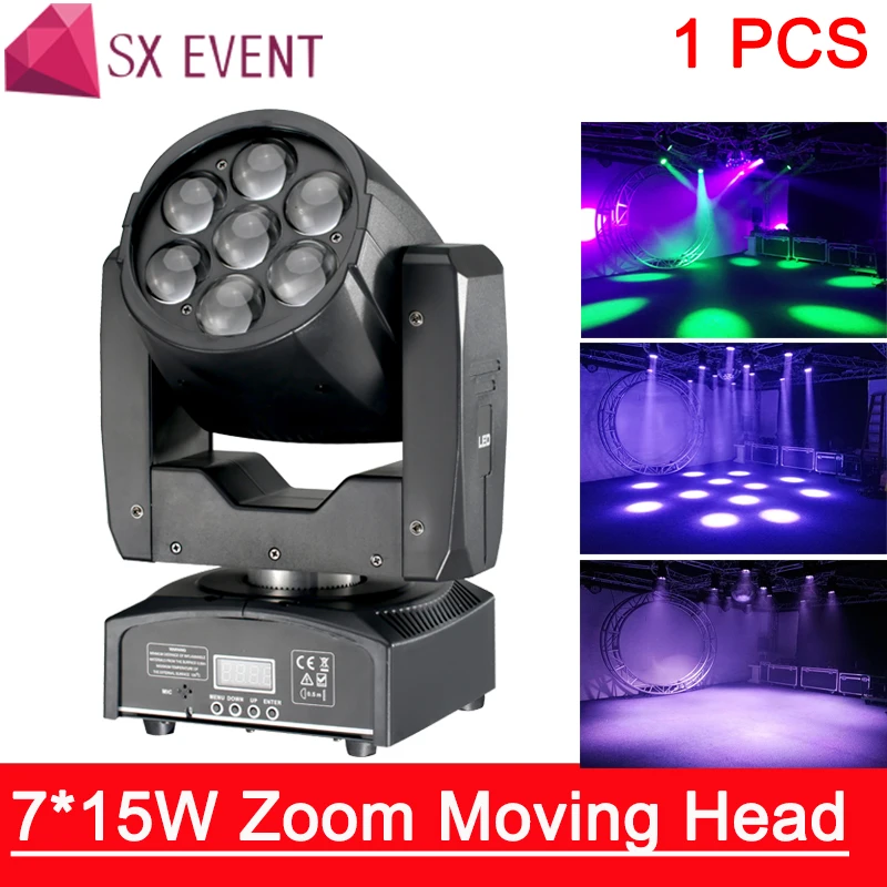 7*15 Вт zoom moving head light Professional освещение dmx dj светодио дный LED moving head Zoom Light 16 DMX смешивание DMX DJ Освещение