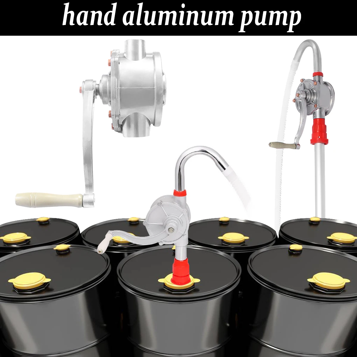 

30L/M Aluminum Handheld for Diesel Pump Fuel Oil Petrol Transfer Auto Car Gas Water Rotary Suction Pumps Crank Barrel Pumping