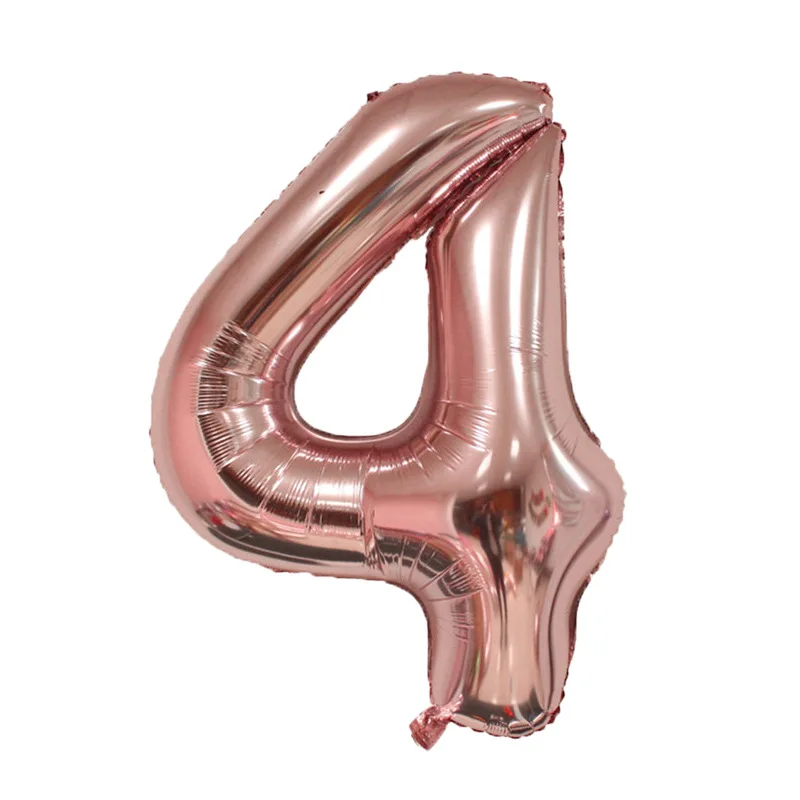 Розовые золотые воздушные шары с цифрами, воздушные шары для первого дня рождения, украшения для детской вечеринки, фольгированные шарики для свадебного украшения - Цвет: rose gold 4