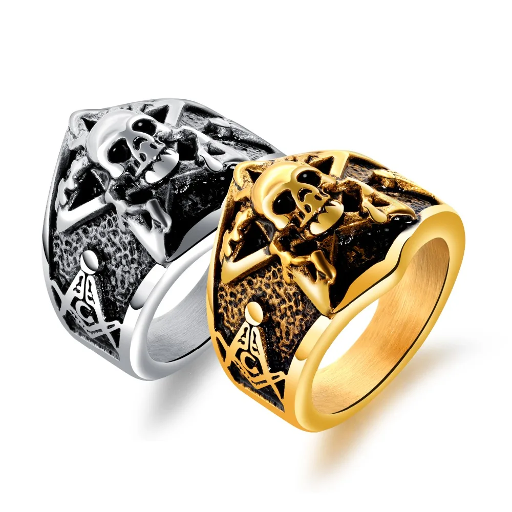 

Punk Style Skull Men Jewelry Rings 316L Stainless Steel Skeleton Finger Ring For Man Trendy Male Accessories Band Gift QL621