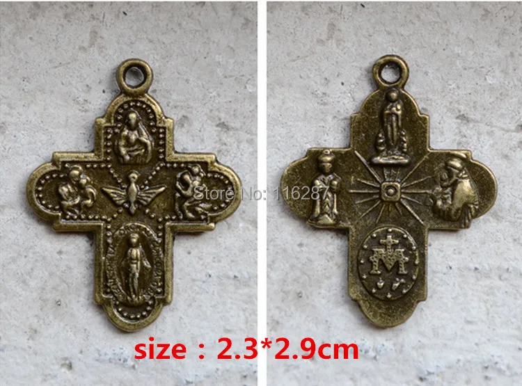 

Catholic Holy Charm Necklace Pendant antique bronze Medal Religious gifts Jewelry icon cross saint Scapular four way medals