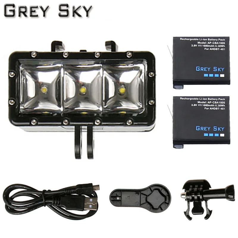 

Go Pro 30m Diving LED Flash Light Underwater lamp (2x GoPro 4 Battery) For GoPro Hero 5 3+4 4S XiaoMi yi 4K SJCAM Accessory