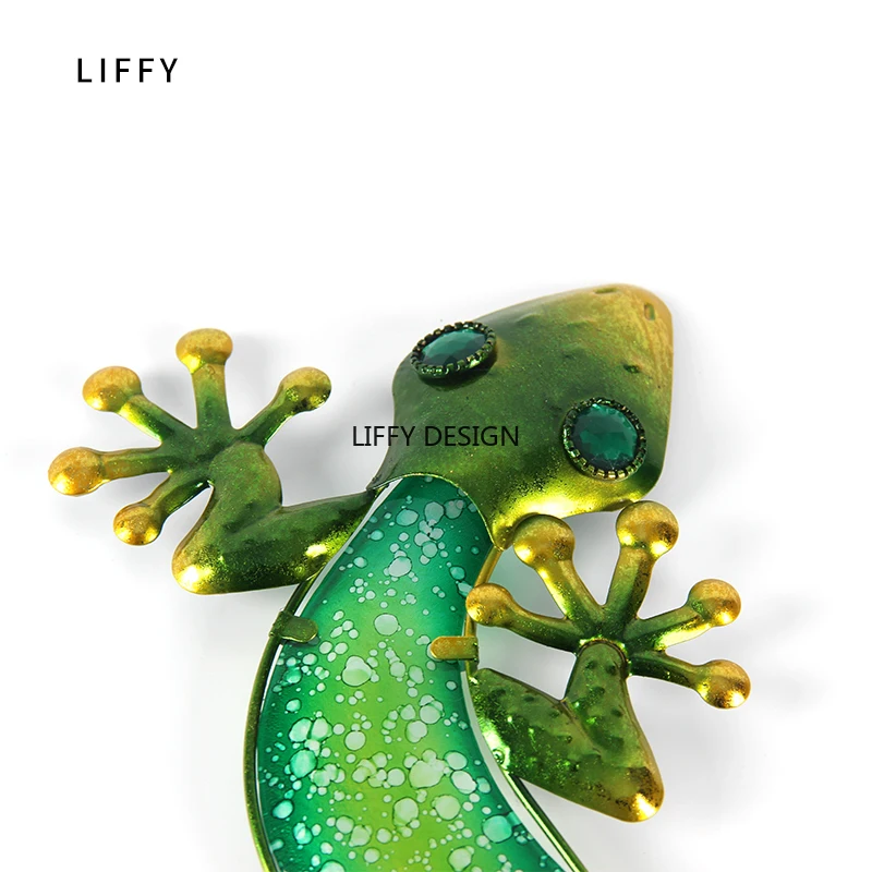 Liffy Metal Glass Lizard Wall Decor for Home Garden Decoration and Miniatures Garden Statues for Garden Ornaments Outdoor Fairy