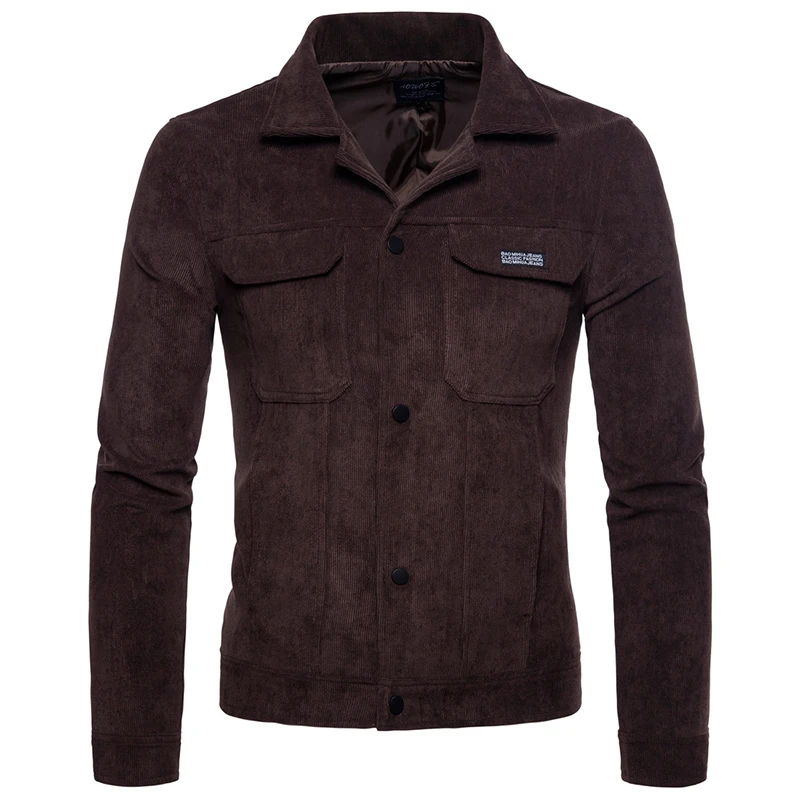 

2018 autumn winter jacket Men's Casual Corduroy jackets solid color Outwear pop youth Men fashion Jacket Coat Asian size M-4XL