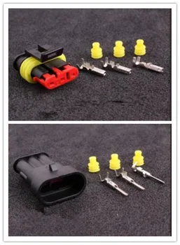 

100set/lot 3 way/pin Male and Female Socket Housing Superseal Automobile Motorcycle Connector Plug