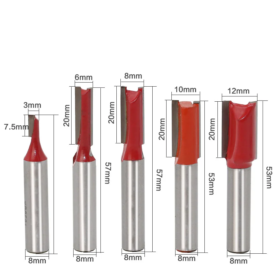 5 шт. 8 мм хвостовик высокое качество прямой/Дадо маршрутизатор Набор бит диаметр древесины режущий инструмент