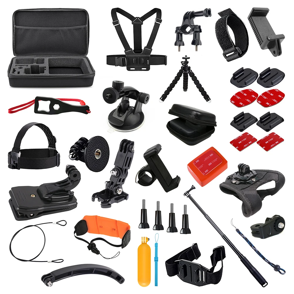 Para GoPro conjunto de accesorios para Go Pro Hero 7 6 5 4 3 kit trípode Selfie Stick adaptador de montaje para xiaomi Yi 4K Lite SJCAM SJ7 Eken H9 - 1