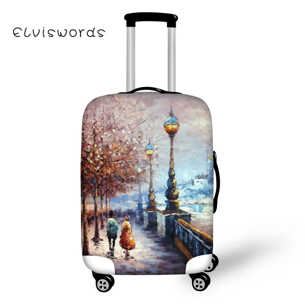 

ELVISWORDS Pretty Scenery Travel Luggage Protective Covers Anti-dust Elastic 18-28inch Waterproof Trolley Suitcase Cover