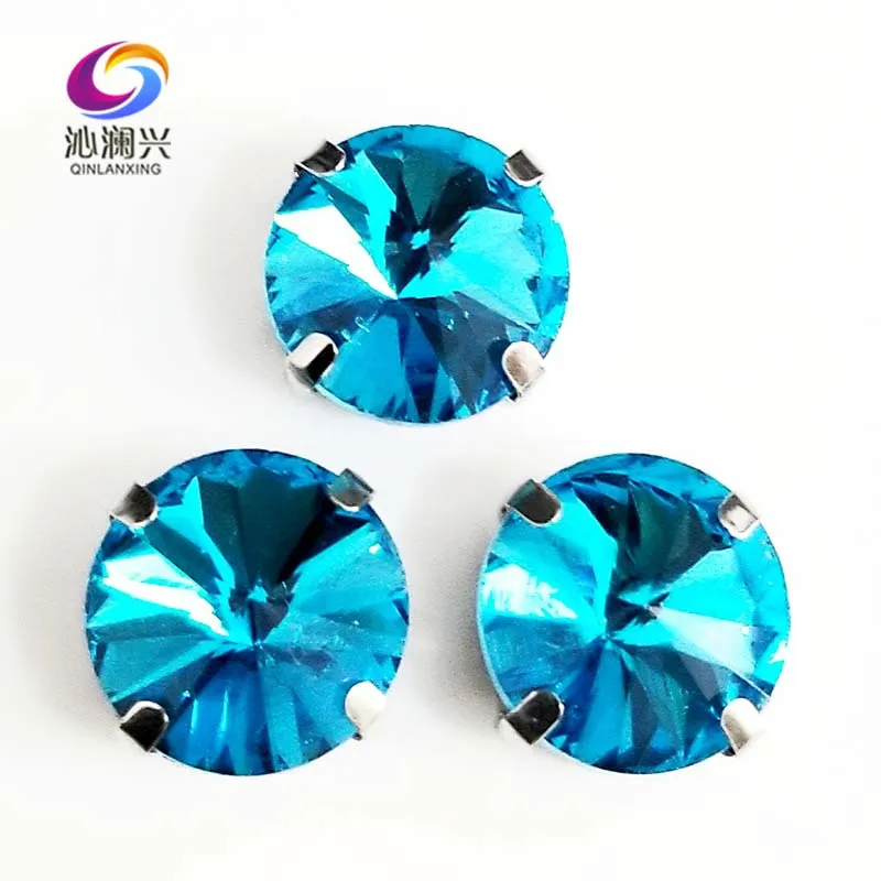 

Lake blue Round shape AAA glass crystal Silver bottom claw rhinestones,flatback sew on stones,diy/apparel accessories SWR12