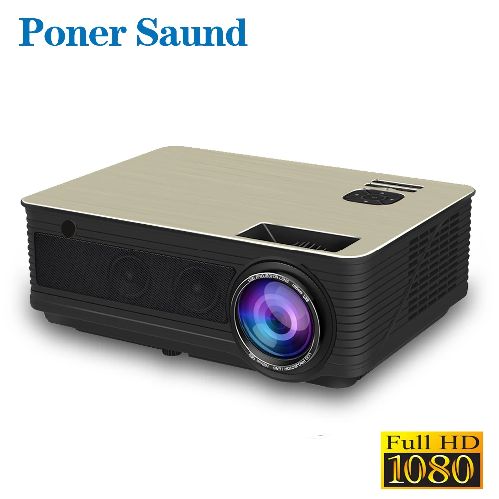 Poner Saund M5 جهاز عرض (بروجكتور) ليد كامل HD 1080 P 3D الروبوت 6.0 Projetor 4500 لومينز Projektor HDMI USB WiFi Proyector بلوتوث