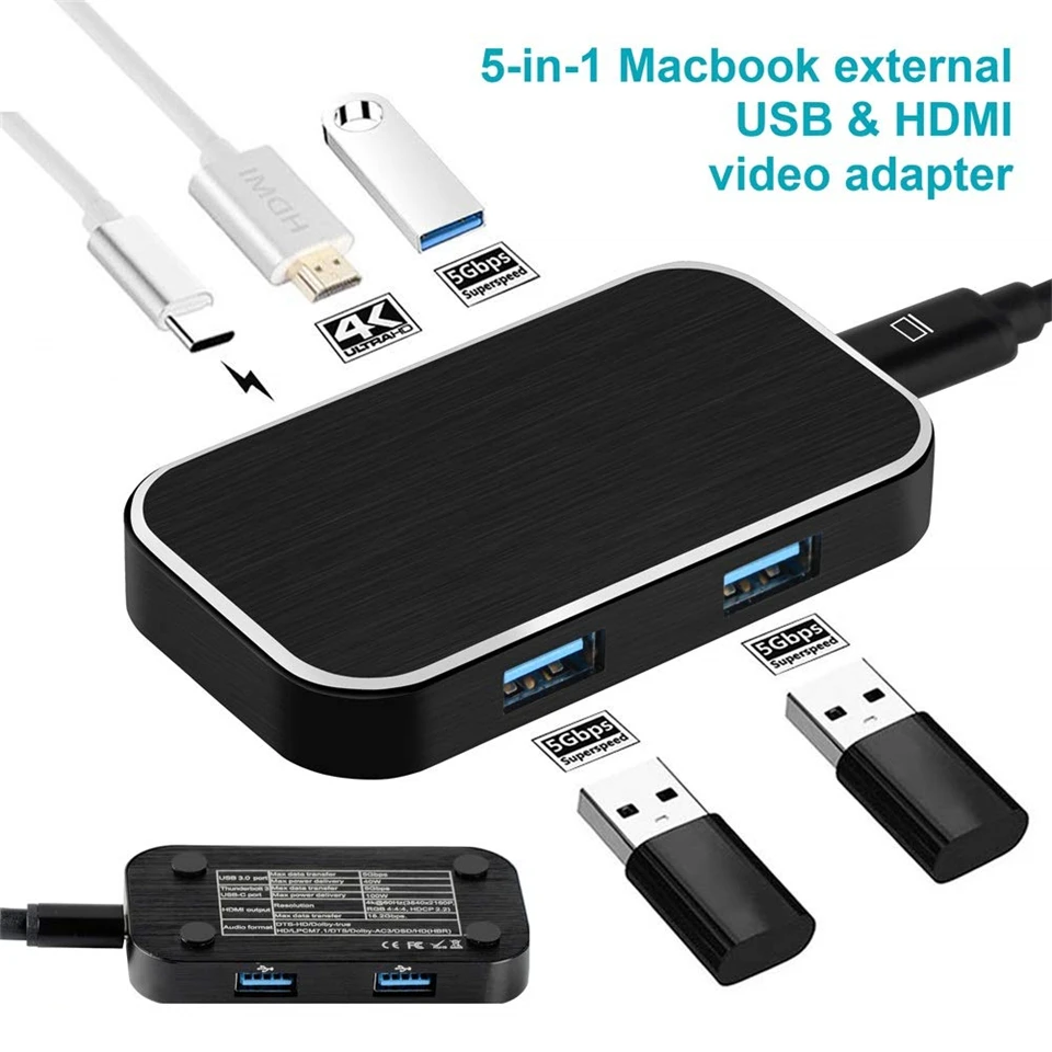 USB 3,1 Тип C на HDMI адаптер концентратор 4Kx2K@ 60 Гц USB 3,0 Thunderbolt 3 Тип-C адаптер для usb-концентратора типа C для MacBook Pro samsung Galaxy S9