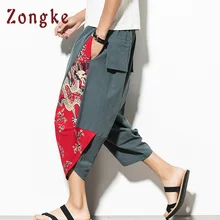 Zongke красные нерегулярные украшения длиной до икры штаны, мужские брюки повседневные штаны мужские тренировочные брюки 5XL брюки мужские брюки Новинка