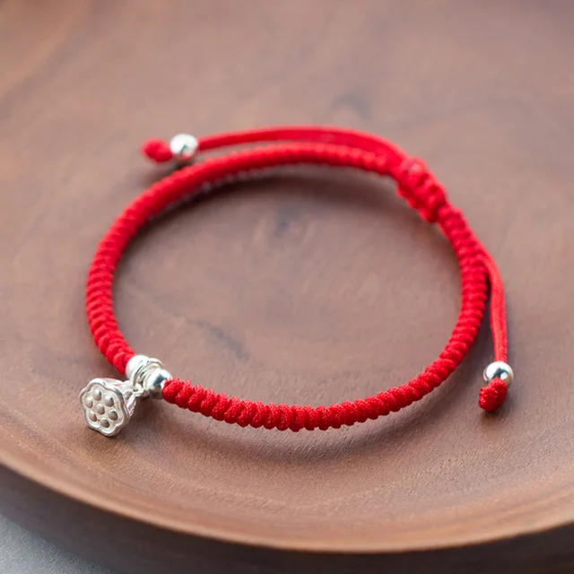 Drop Shipping Red Rope Bracelets Handmade Knots Braided Adjule Drop Shipping Red Rope Bracelets Handmade Knots Braided Adjule Tibetan Bracelet True Silver 925 Lotus Seedpod