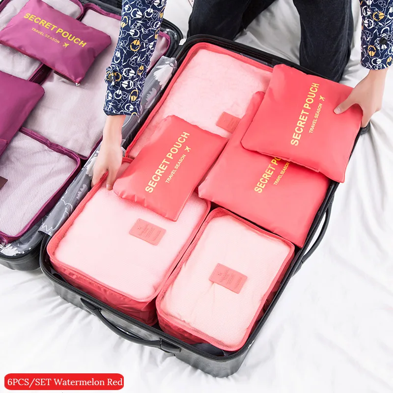 6 шт./лот дорожная сумка для хранения одежды для багажа одежда аккуратный Органайзер сумка чемодан шкаф разделитель контейнер Портативная сумка - Цвет: 6PCS