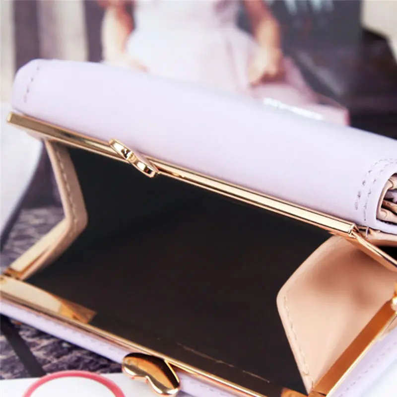 Women Short Lovely Fashion Three Fold Candy Color Coin Purse women's wallet clutch portfel cuzdan billetera carteira 40MA1528