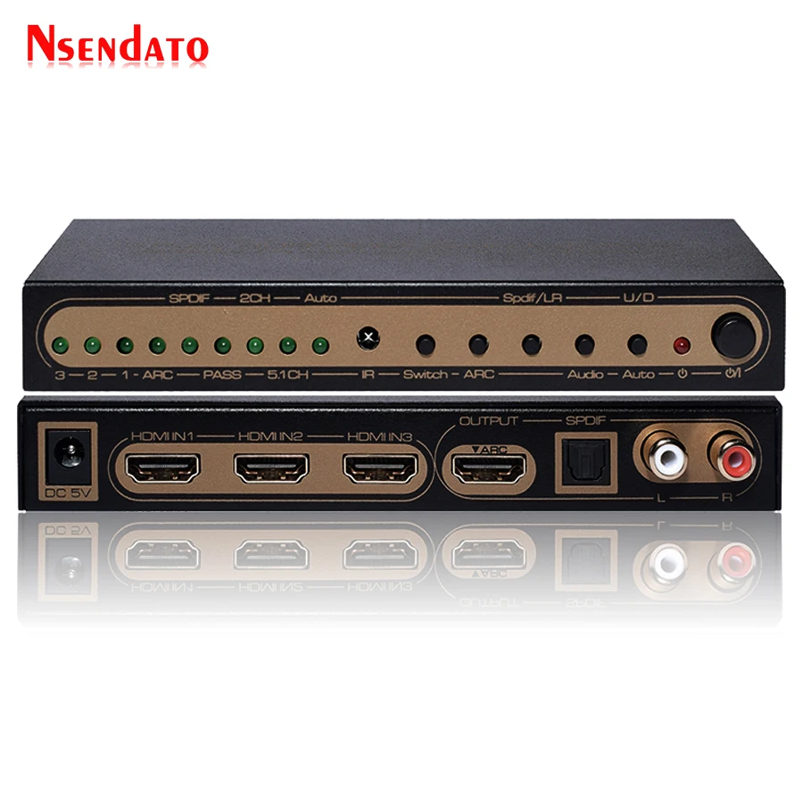 4K 60Hz UHD HDMI аудио выключатель экстрактора HDR 3x1 конвертер с ИК SPDIF L/R выход для AC3 3D ARC