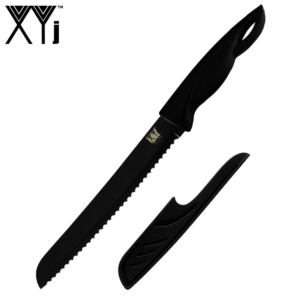 XYj Многофункциональный кухонный нож шеф-повара ножи с черным лезвием кухонные ножи 3Cr13 высокотвердое лезвие антипригарные Hadle кухонные инструменты - Цвет: 8 inch bread