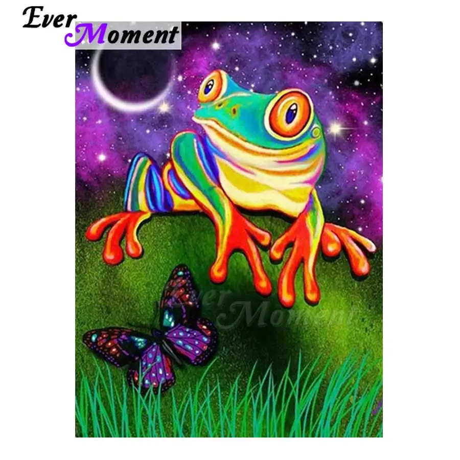 Ever Moment Diamond Painting Handmade Frog Butterfly Grass Full Square Picture Of Rhinestone Decoration Embroidery 3F470 | Дом и сад