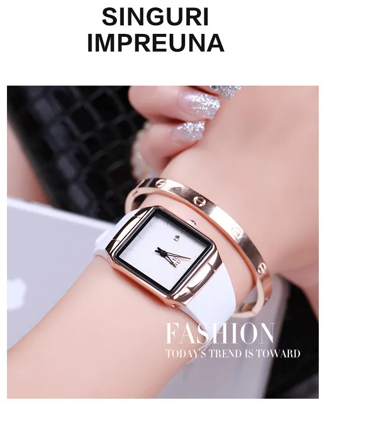 Топ бренд ультра тонкие модные часы женские роскошные подарочные квадратные часы корейские водонепроницаемые часы с календарем из натуральной кожи