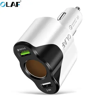 

OLAF Car Charger Quick Charge 3.0 With Cigarette Lighter Socket Car Dual USB Charger For iPhone 8 7 6 Samsung S8 Xiaomi GPS DVR