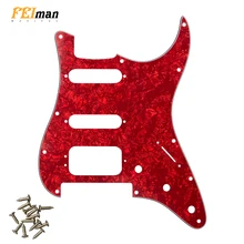 Pleroo Guitar Accessories strat HSS Pickguard with 11 Screws for Fender Deluxe Stratocaster Floyd Rose Bridge Cut st guitarra